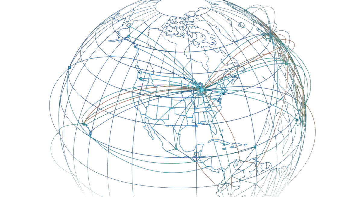 Globe illustration representing Letter 10 Group global technology services